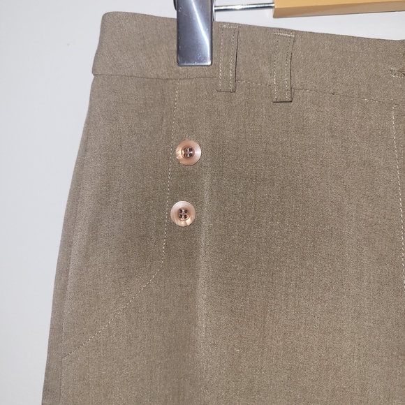 Tribal Brown Cropped Pants Women’s 4 Wide Leg Button Detail Capri - Picture 6 of 6